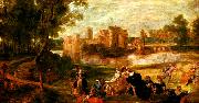 Peter Paul Rubens park utanfor ett slott Spain oil painting artist